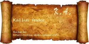 Kallus Andor névjegykártya